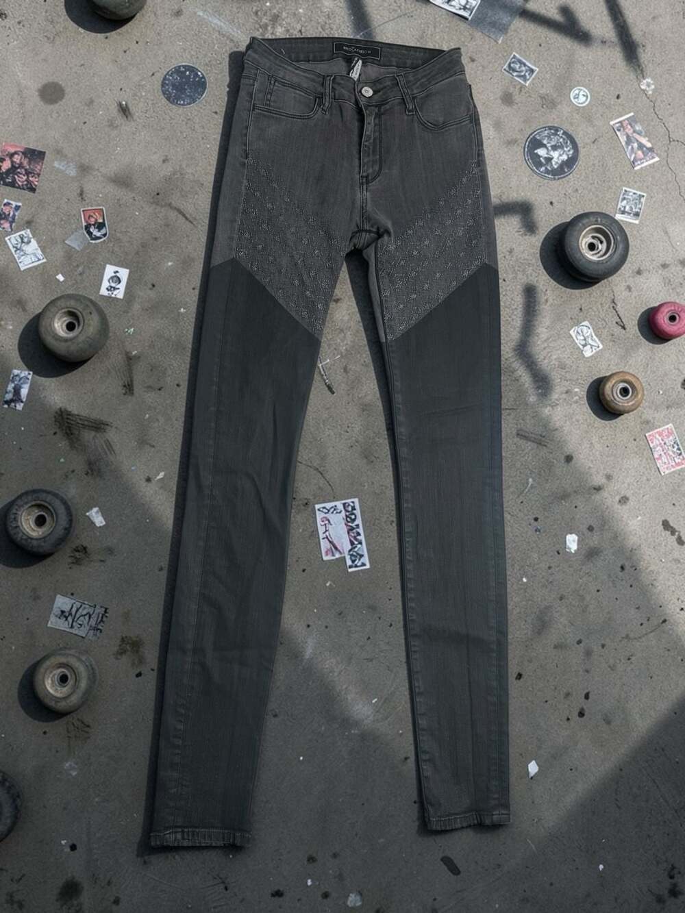 Brockenbow Emma Skinny Plaza Wax Jeans in Medium Grey